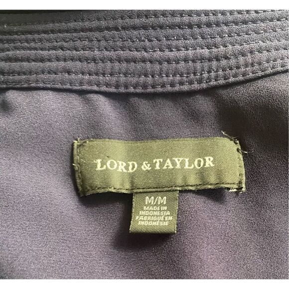 Lord & Taylor Tunic Navy Blue V-Neck Long Sleeves Sz. M Flattering S - Picture 6 of 8